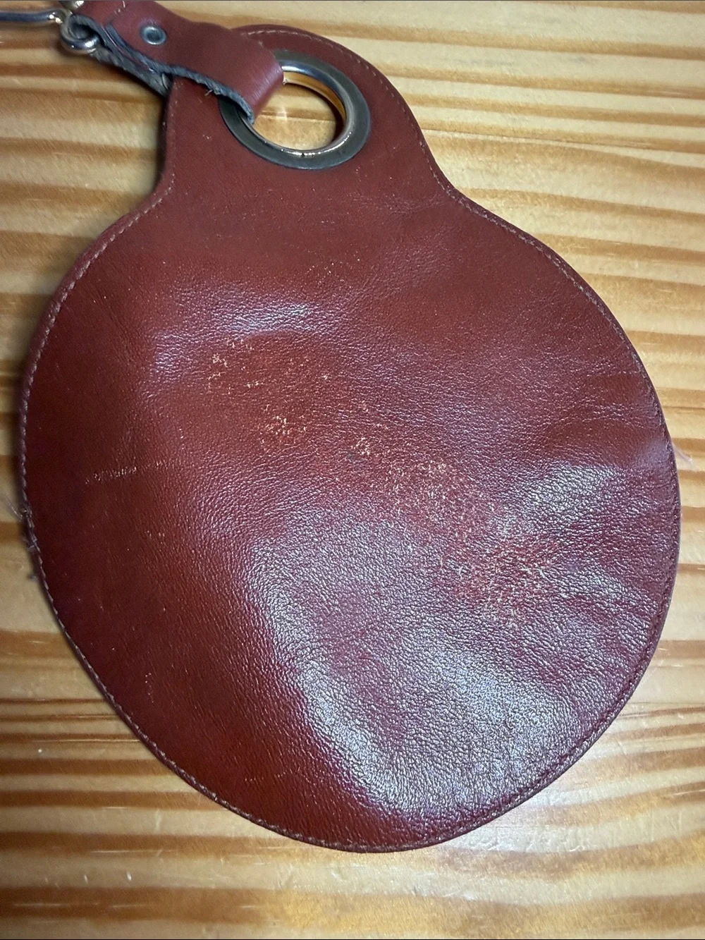 Vintage Borelli Collection Leather Round Coin Purse Pouch Key Chain Charm